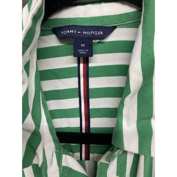 Tommy Hilfiger Women's dress M Color Green and White stripes Magnetic Closure - Picture 3 of 5